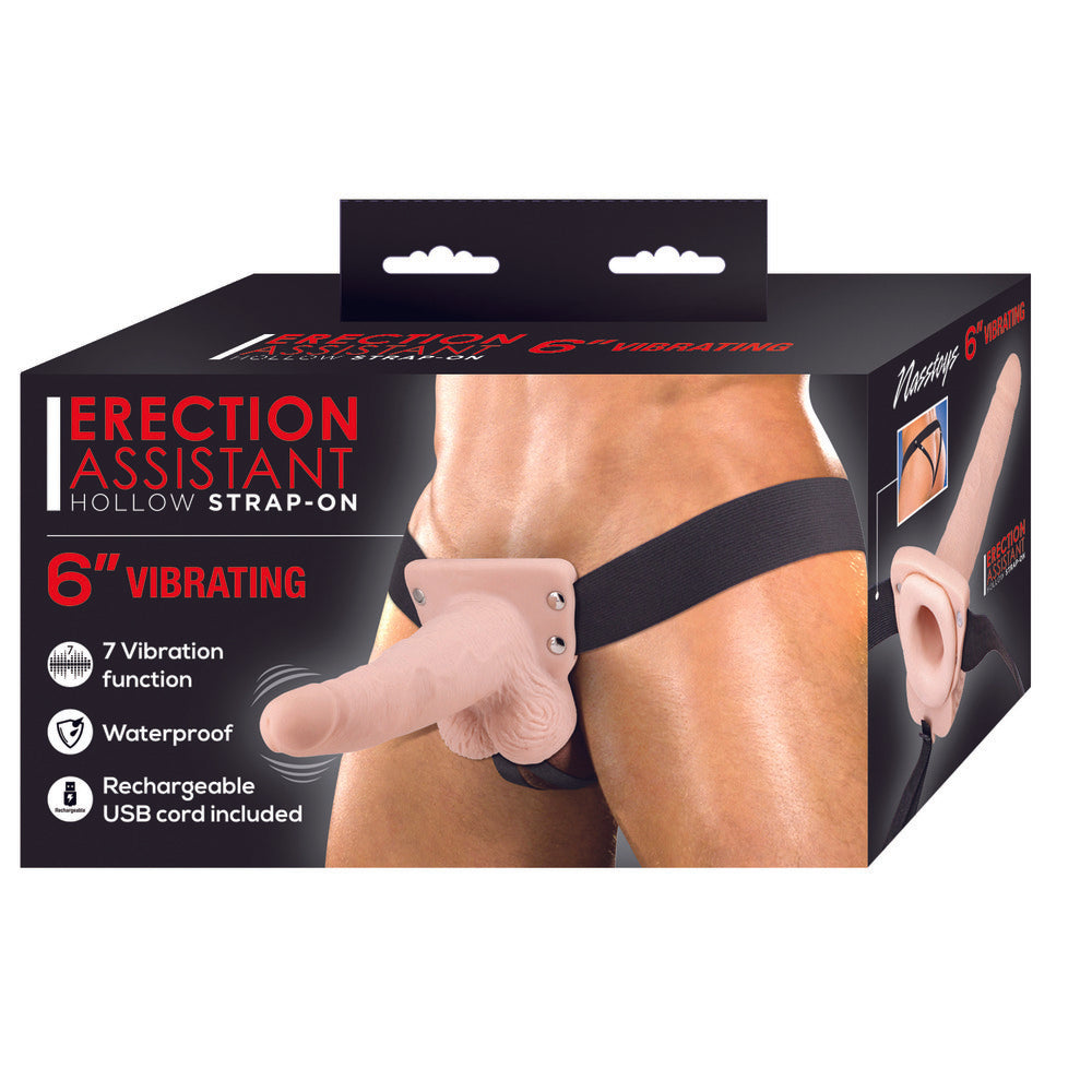 Erection Assistant Hollow Vibrating StrapOn 6 inch Flesh Pink|Detail View|"Erection Assistant Hollow Vibrating StrapOn 6 inch Flesh Pink - detail view"