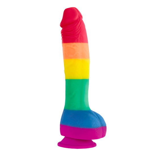 Colours Pride Edition 8 Inch Realistic Silicone Dildo With Balls|Front View|"pride design - front view"