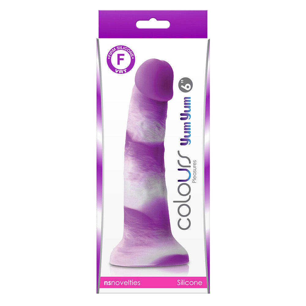 Colours Yum Yum 6 Inch Dildo Purple|Side View|"smooth texture - side view"