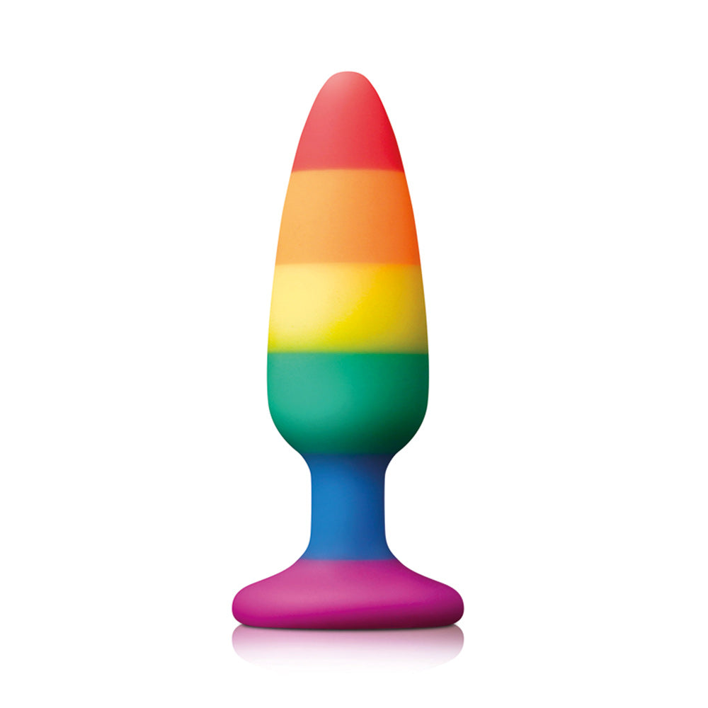 Pride Pleasure Plug Rainbow Medium|Front View|"rainbow medium plug-front view"|