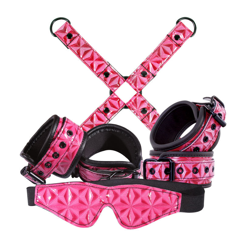 Sinful Bondage Kit Pink|Front View|"complete pink bondage set-front view adult toys direct"|