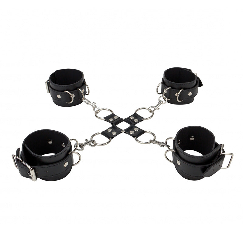 Shots Ouch Leather Hand And Leg Cuffs|Front View|"leather cuffs-front view"|