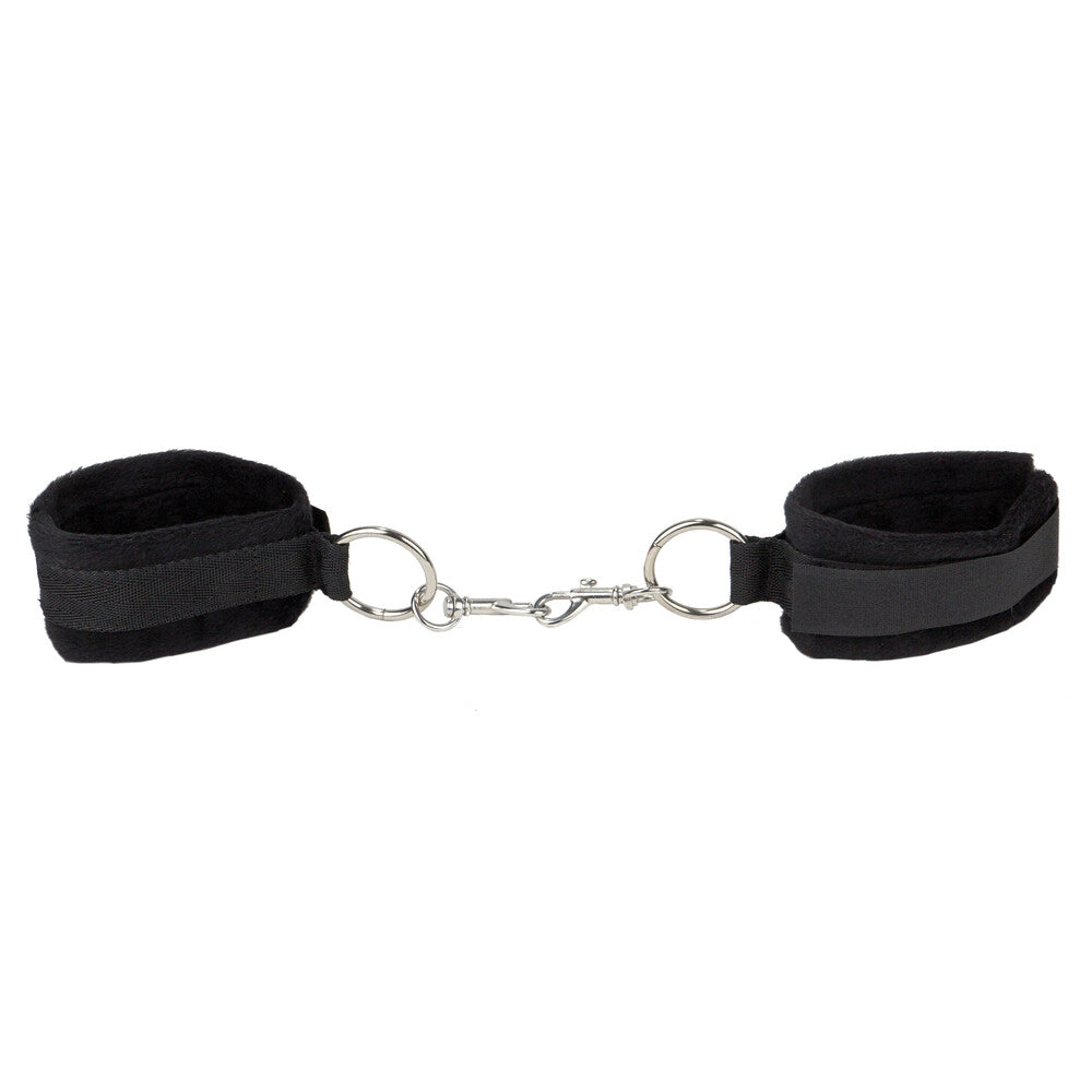 Ouch Velcro Black Cuffs For Hands And Ankles|Front View|"velcro restraint cuffs set black-front view adult toys direct"|