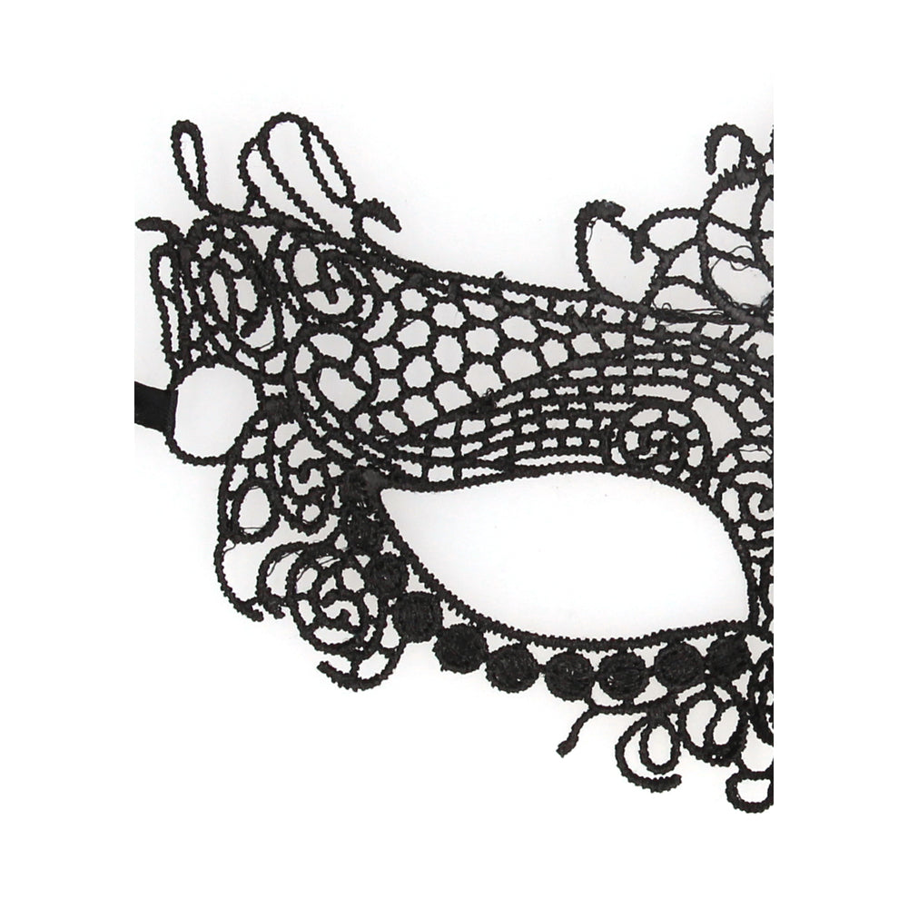 Ouch Queen Black Lace Mask|Side View|"lace detail-side view adult toys direct"|