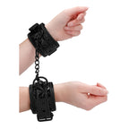 Ouch Luxury Black Hand Cuffs|Side View|"cuff details-side view"|