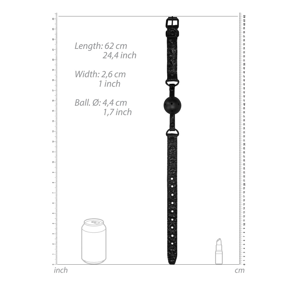 Ouch Breathable Luxury Black Ball Gag|Side View|"gag details-side view"|