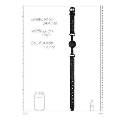 Ouch Breathable Luxury Black Ball Gag|Side View|"gag details-side view"|