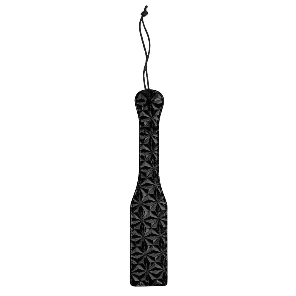 Ouch Black Luxury Paddle|Front View|"premium black paddle-front view adult toys direct"|