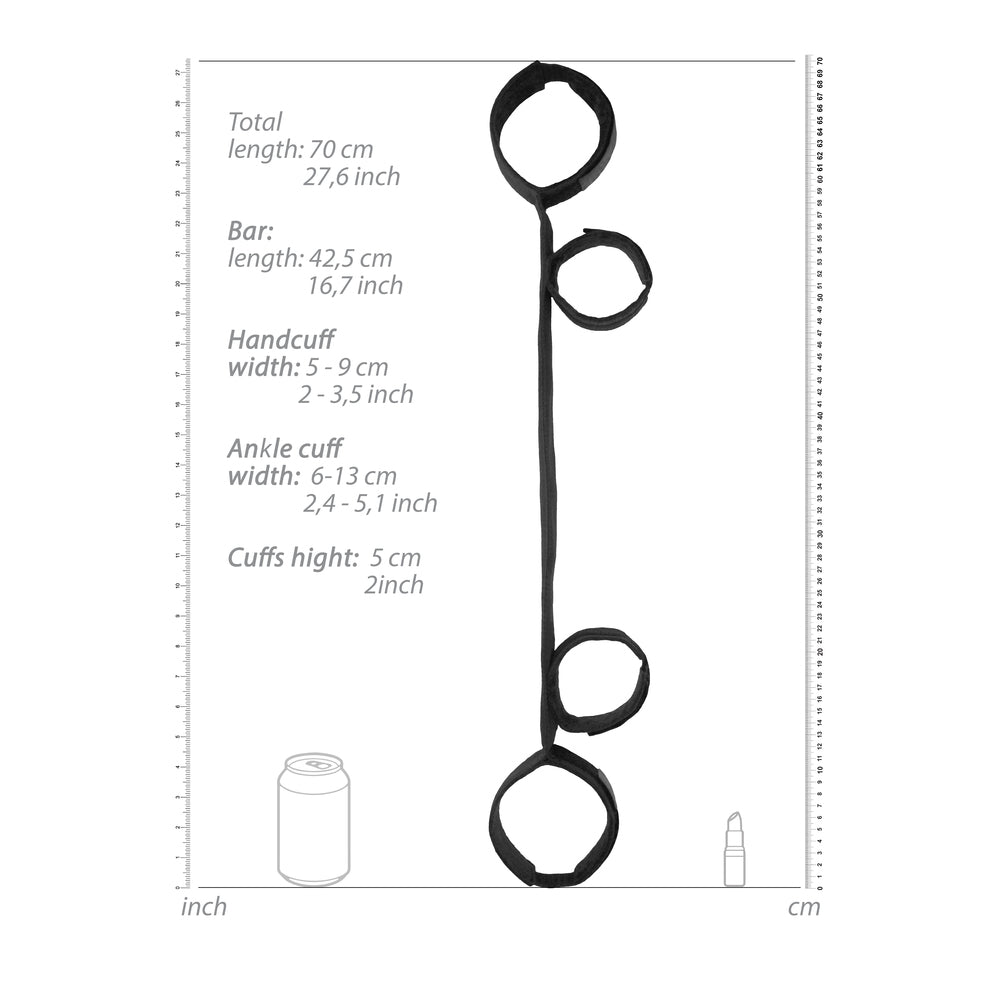 Ouch Spreader Bar With Hand And Ankle Cuffs|Back View|"cuff attachment system-back view adult toys direct"|