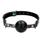 Ouch Breathable Ball Gag With Printed Leather Straps|Front View|"ball gag-front view"|