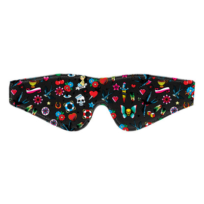 Ouch Old School Tattoo Printed Eye Mask|Front View|"tattoo design mask-front view adult toys direct"|