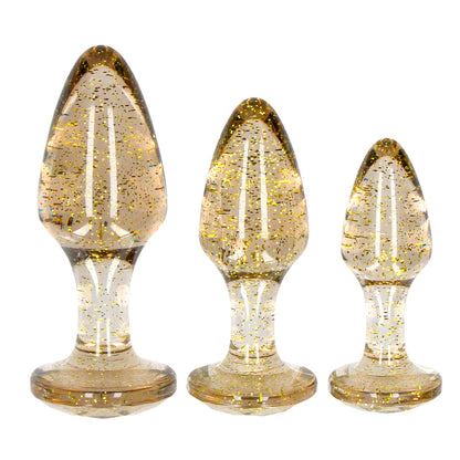 Ouch-Golden-Glitter-Acrylic-Butt-Plug-Set|Front View|"glitter set-front view"