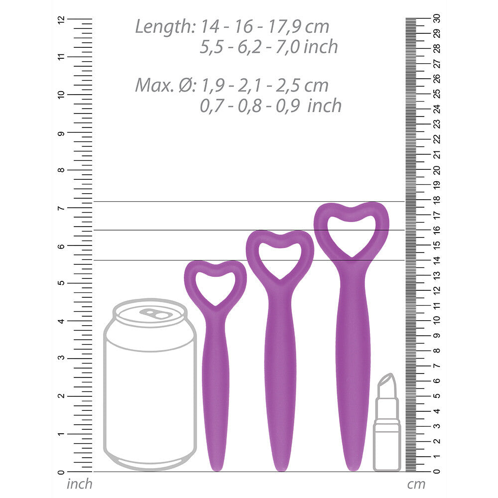 Ouch-Silicone-Vaginal-Dilator-Set-Purple|Side View|"progressive size design-side view"