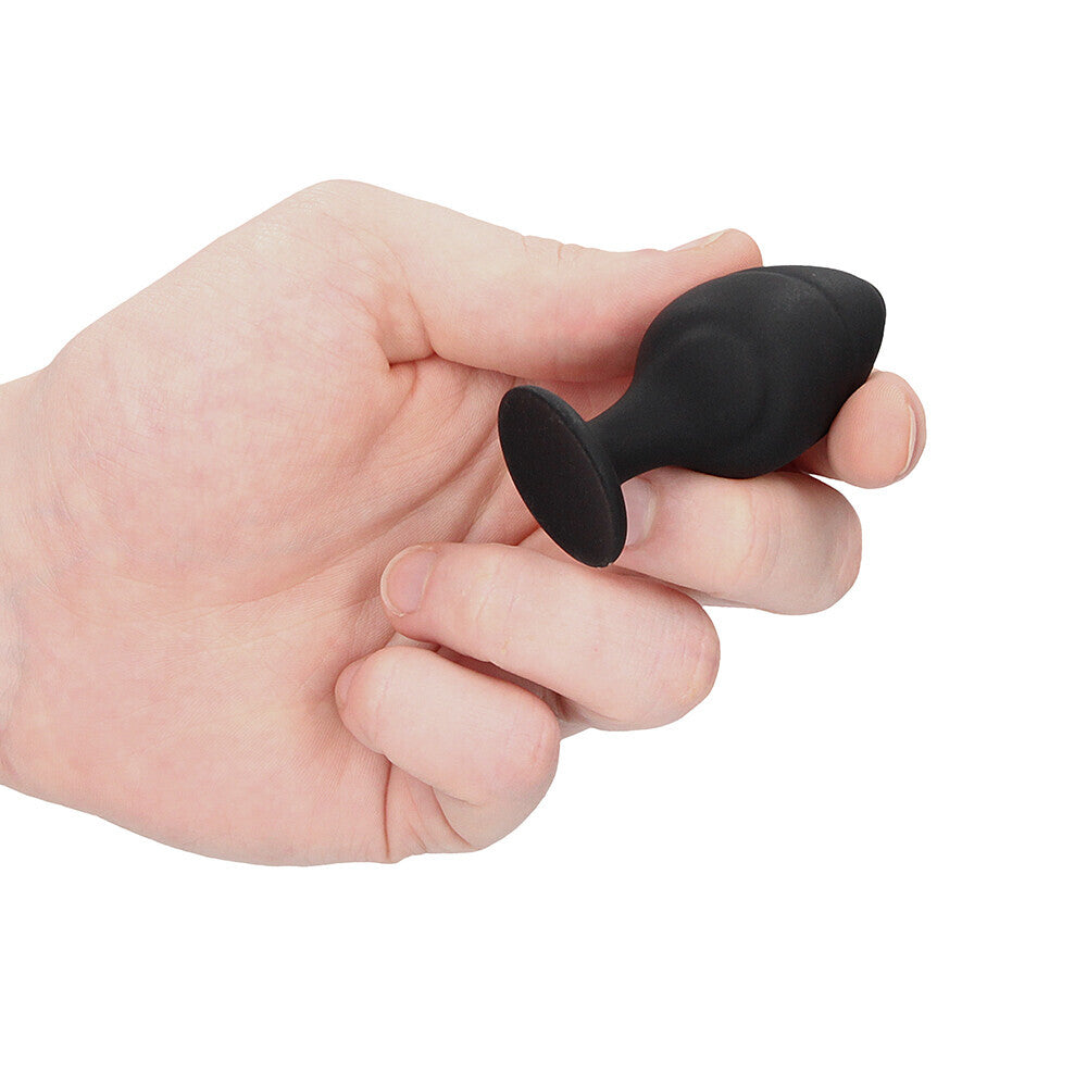 Ouch-Silicone-Swirled-Butt-Plug-Set-Black|Set View|"complete kit-set view"