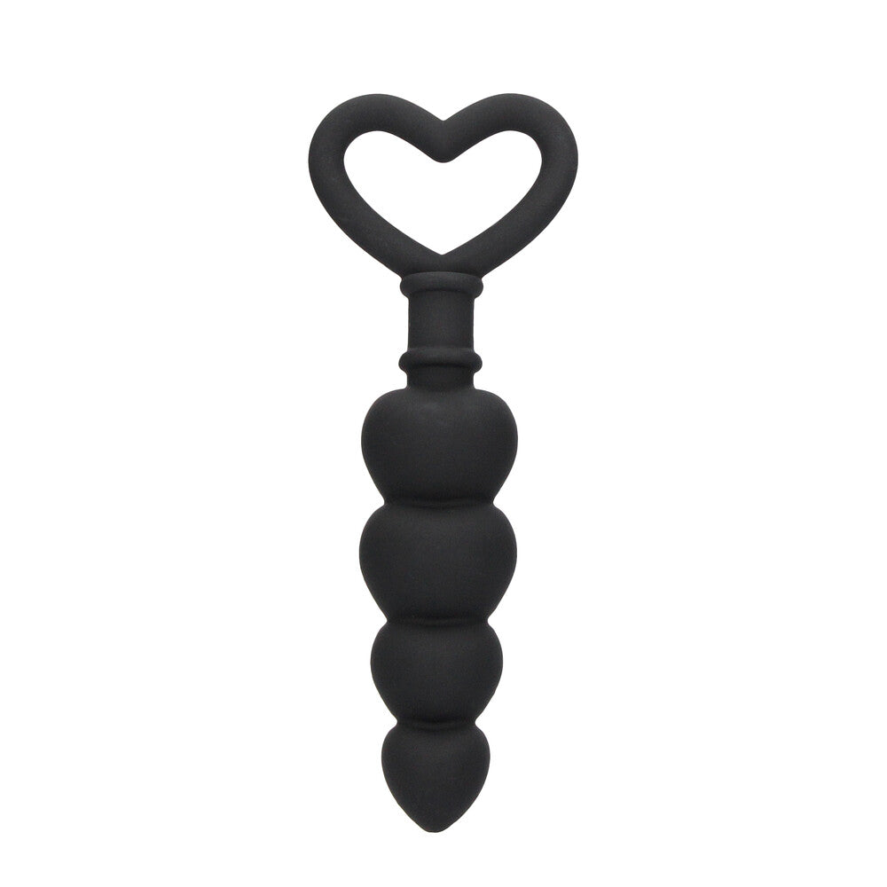 Ouch Silicone Anal Love Beads Black|Front View|"black love beads-front view"|