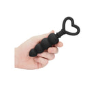 Ouch Silicone Anal Love Beads Black|Side View|"love beads design-side view"|