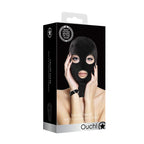 Ouch Velvet Mask With Eye And Mouth Opening|Detail View|"velvet features-detail view adult toys direct"|