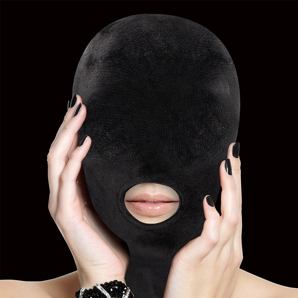 Ouch Velvet Mask With Mouth Opening|Back View|"mask closure-back view adult toys direct"|