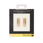 Ouch Magnetic Nipple Clamps Diamond Bullet Gold|Side View|"bullet details-side view"|