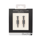 Ouch Magnetic Nipple Clamps Diamond Pin Grey|Side View|"clamp details-side view"|