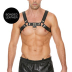 Ouch-Chest-Bulldog-Harness-Black-Large-to-Xlarge|Front-View|"black-chest-harness-front-view"