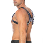 Ouch-Chest-Bulldog-Harness-Blue-Small-to-Medium|Back-View|"blue-harness-back-view"