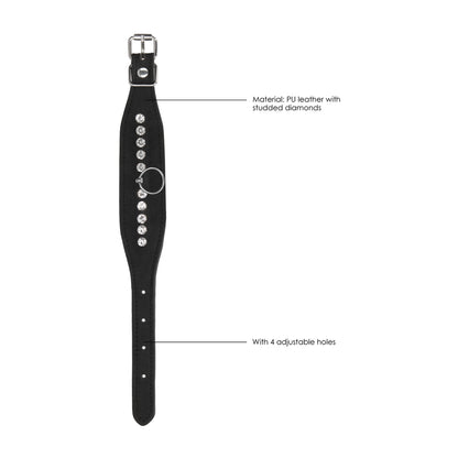 Ouch Diamond Studded Wrist Cuffs|Side View|"studded detail cuffs-side view adult toys direct"|