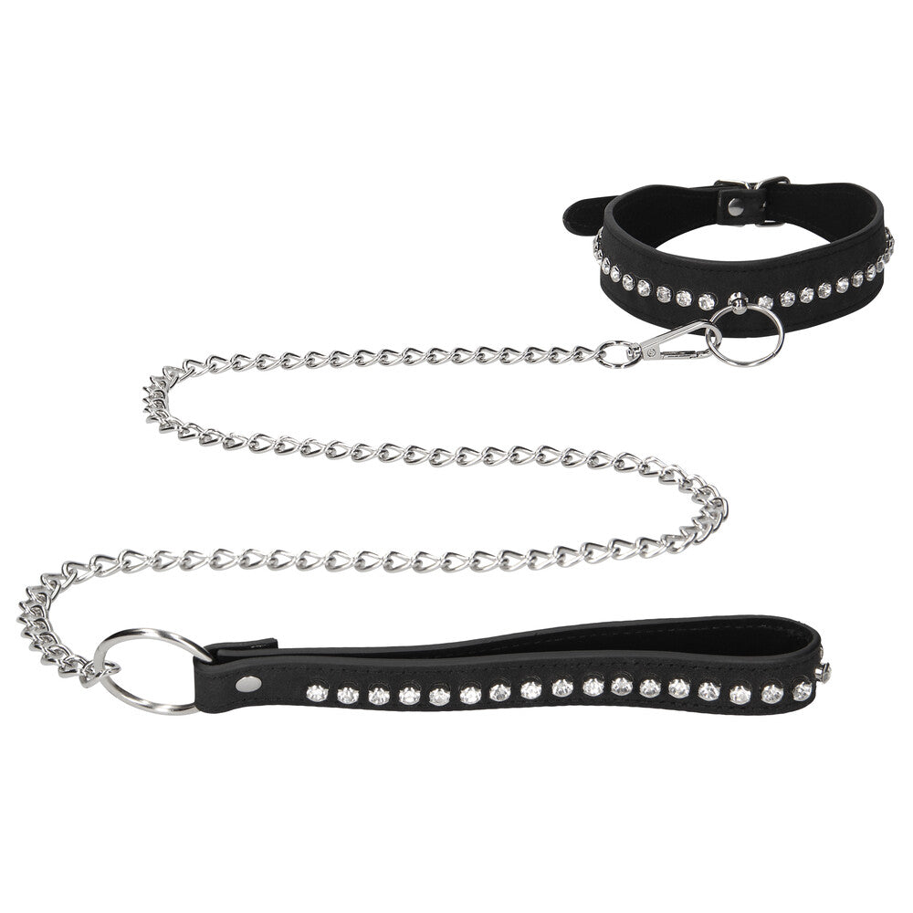 Ouch Diamond Studded Collar With Leash|Front View|"studded collar-front view"|