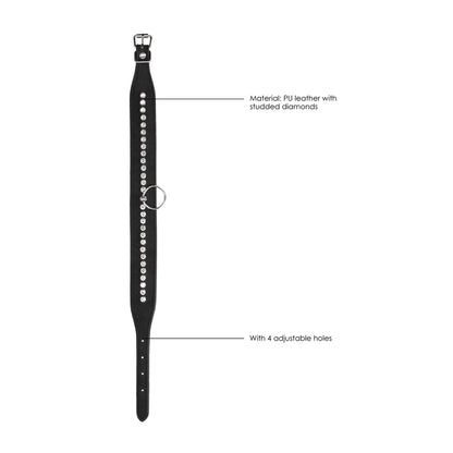 Ouch Diamond Studded Collar With Leash|Side View|"leash details-side view"|