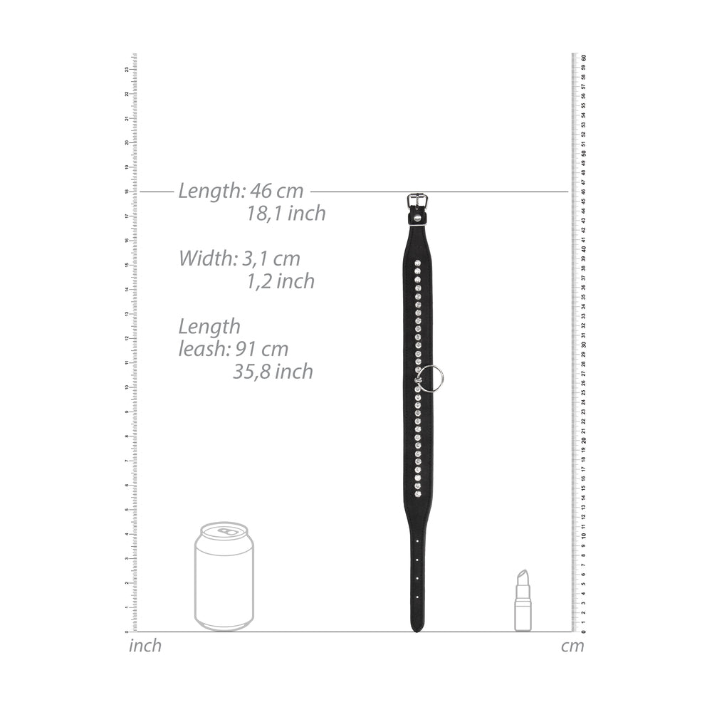 Ouch Diamond Studded Collar With Leash|Detail View|"diamond features-detail view"|