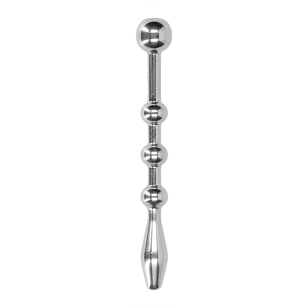 Ouch Urethral Sounding Stainless Steel Plug With Balls|Front View|"steel plug with balls-front view adult toys direct"|
