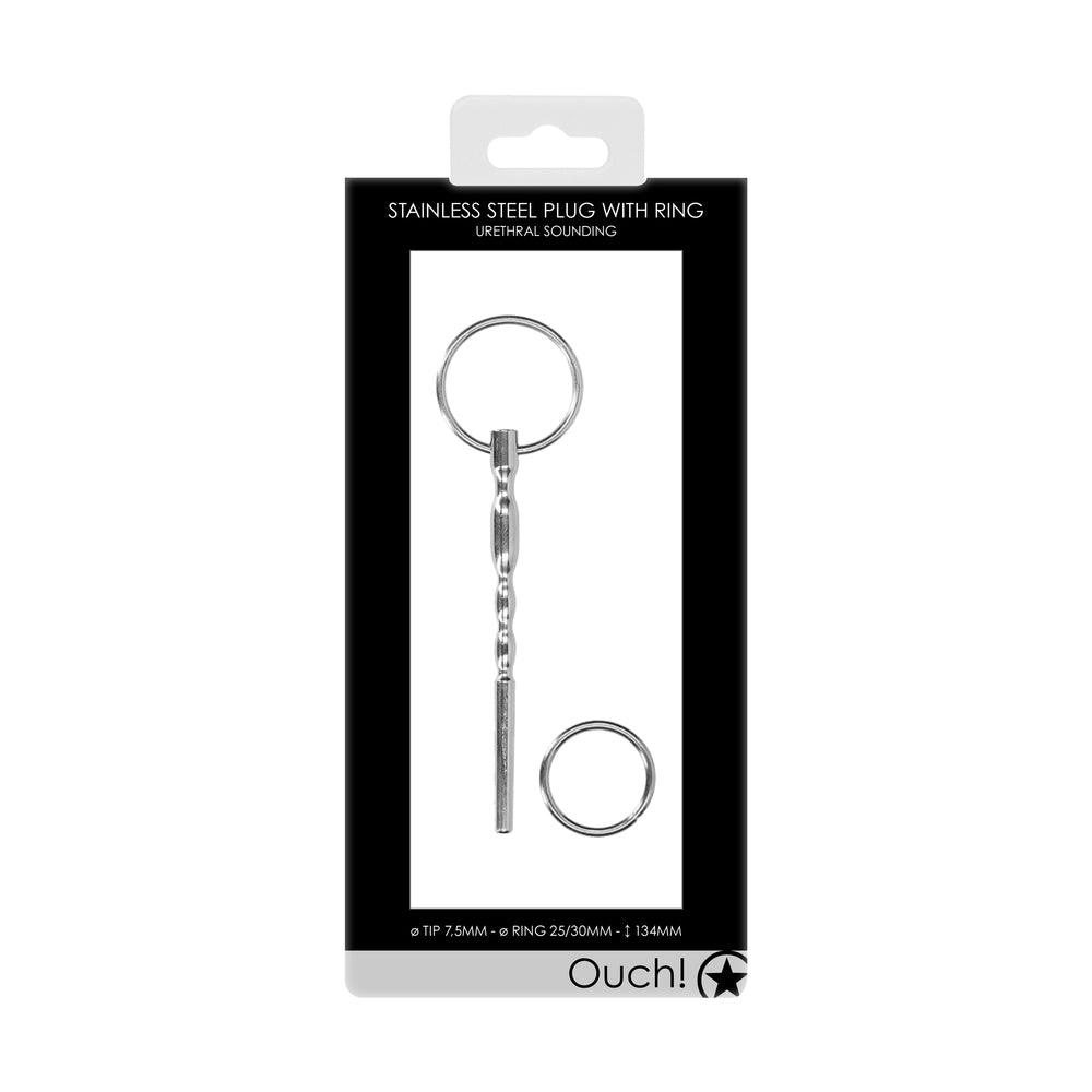Ouch Stainless Steel Pug With Ring|Back View|"ring system-back view adult toys direct"|