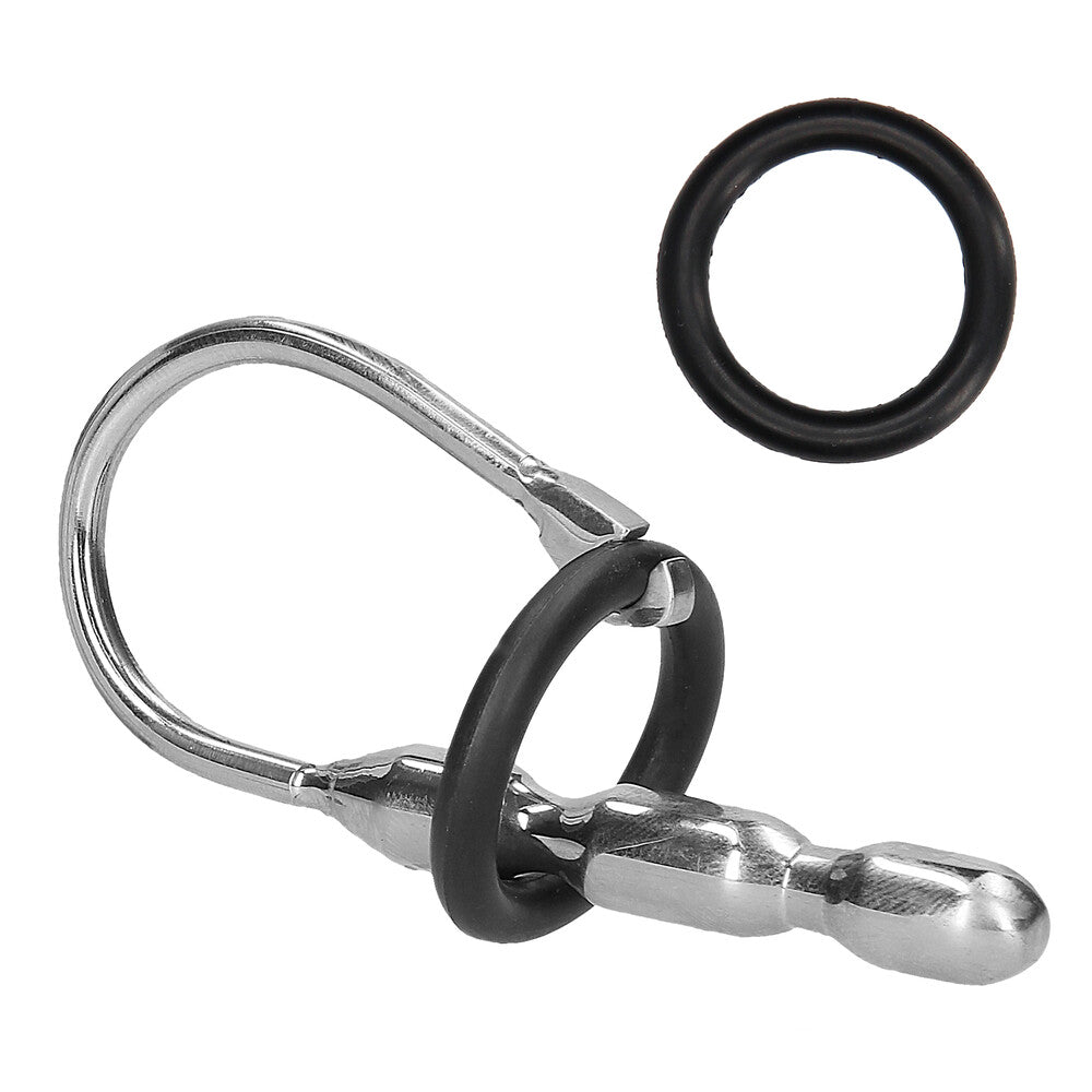 Ouch Urethral Sounding Stainless Steel Stretcher with Ring | Front View | Steel stretching device