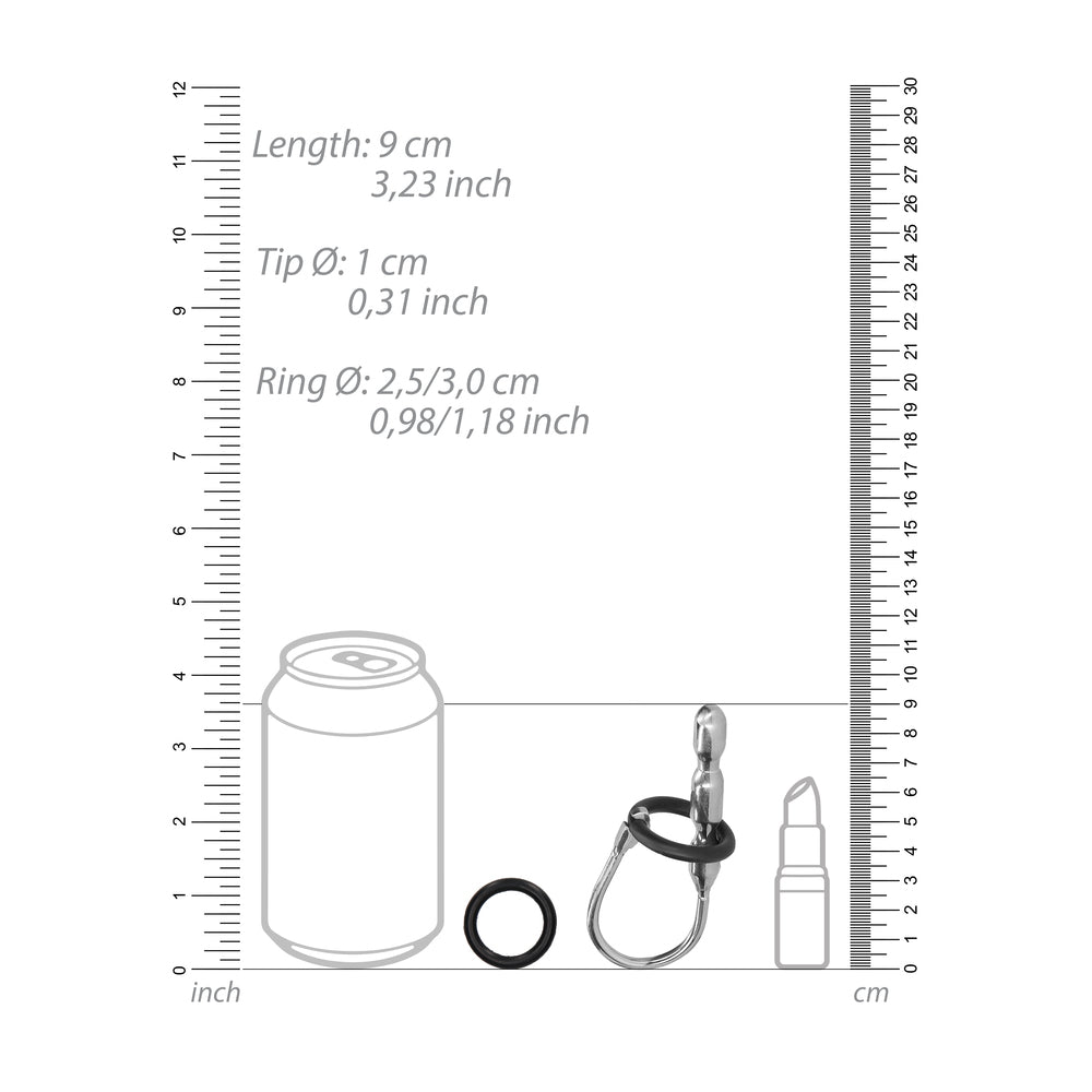Ouch Urethral Sounding Stainless Steel Stretcher with Ring | Side View | Side profile view