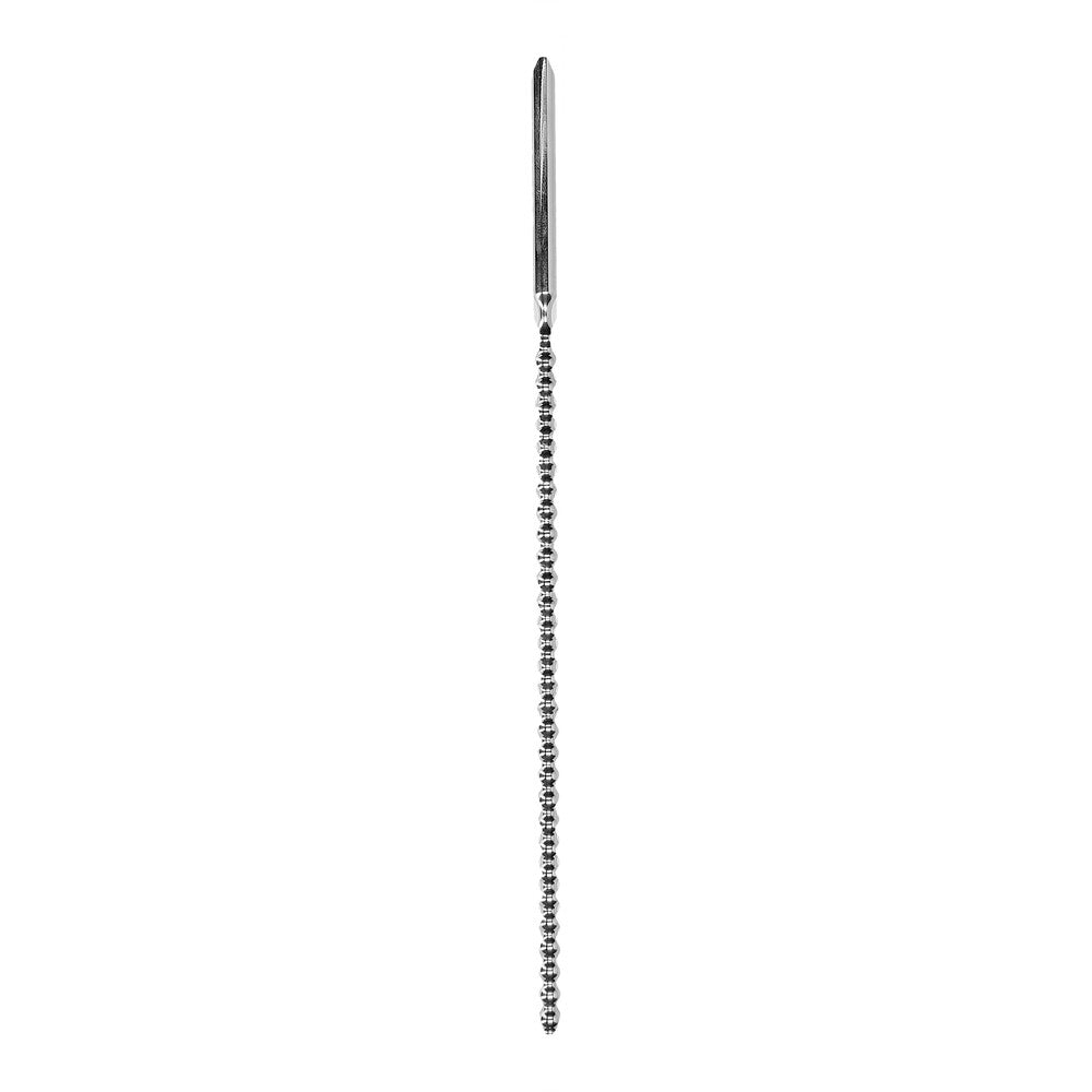 Ouch Urethral Sounding Stainless Steel Bumpy Dilator|Front View|"textured steel dilator-front view adult toys direct"|