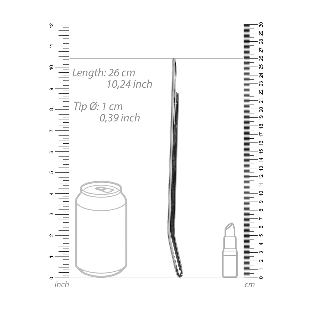 Ouch Urethral Sounding Stainless Steel Smooth Dilator|Side View|"dilator detail-side view adult toys direct"|