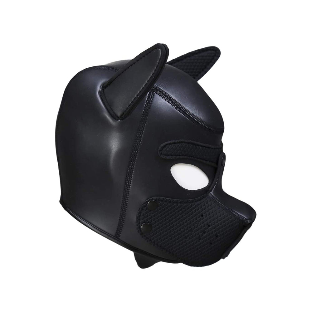 Neoprene Puppy Mask Puppy Play|Side View|"mask detail-side view adult toys direct"|