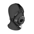 Open Mouth Gag Head Harness with Plug Stopper|Front View|"gag harness system-front view adult toys direct"|