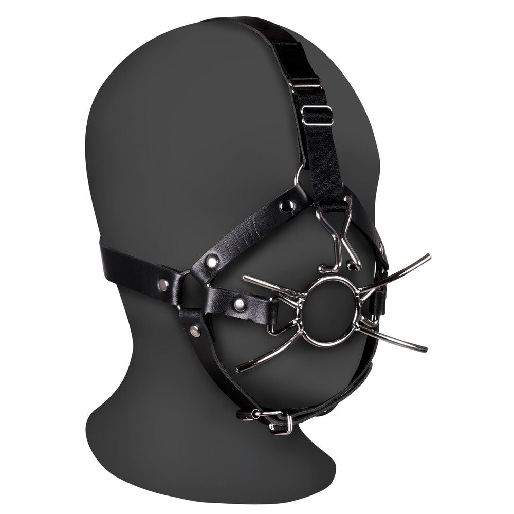 Ouch Xtreme Head Harness With Spider Gag And Nose Hooks|Front View|"spider gag system-front view adult toys direct"|