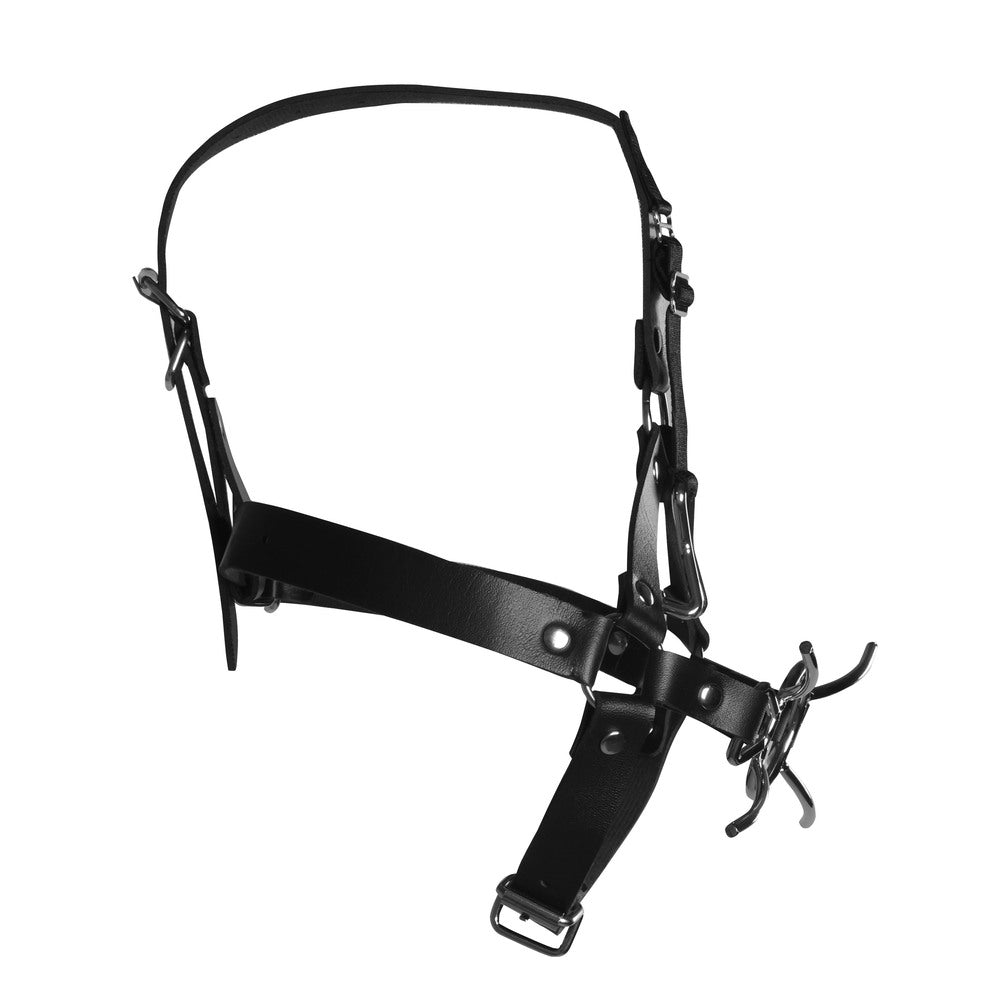 Ouch Xtreme Head Harness With Spider Gag And Nose Hooks|Back View|"harness system-back view adult toys direct"|
