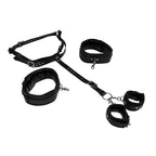 Body Harness with High and Hand Cuffs|Side View|"harness system detail-side view adult toys direct"|