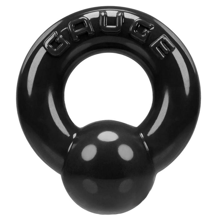 Oxballs Gauge Super Flex Cock Ring Black|Front View|"gauge design - front view"