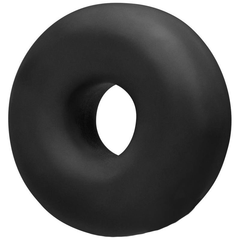 OxBalls Big Ox Super Mega Stretch Silicone Cock Ring Black|Front View|"mega design - front view"