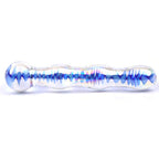 Blue Wavy Glass Dildo|Front View|"blue wavy glass dildo - front view"
