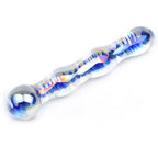Blue Wavy Glass Dildo|Side View|"blue wavy glass dildo - side view"