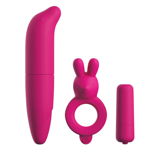 Classix Couples Vibrating Starter Kit Pink|Front View|"couples starter kit pink - front view"