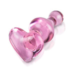 Icicles-No-75-Pink-Heart-Glass-Butt-Plug|Front View|"heart plug-front view"