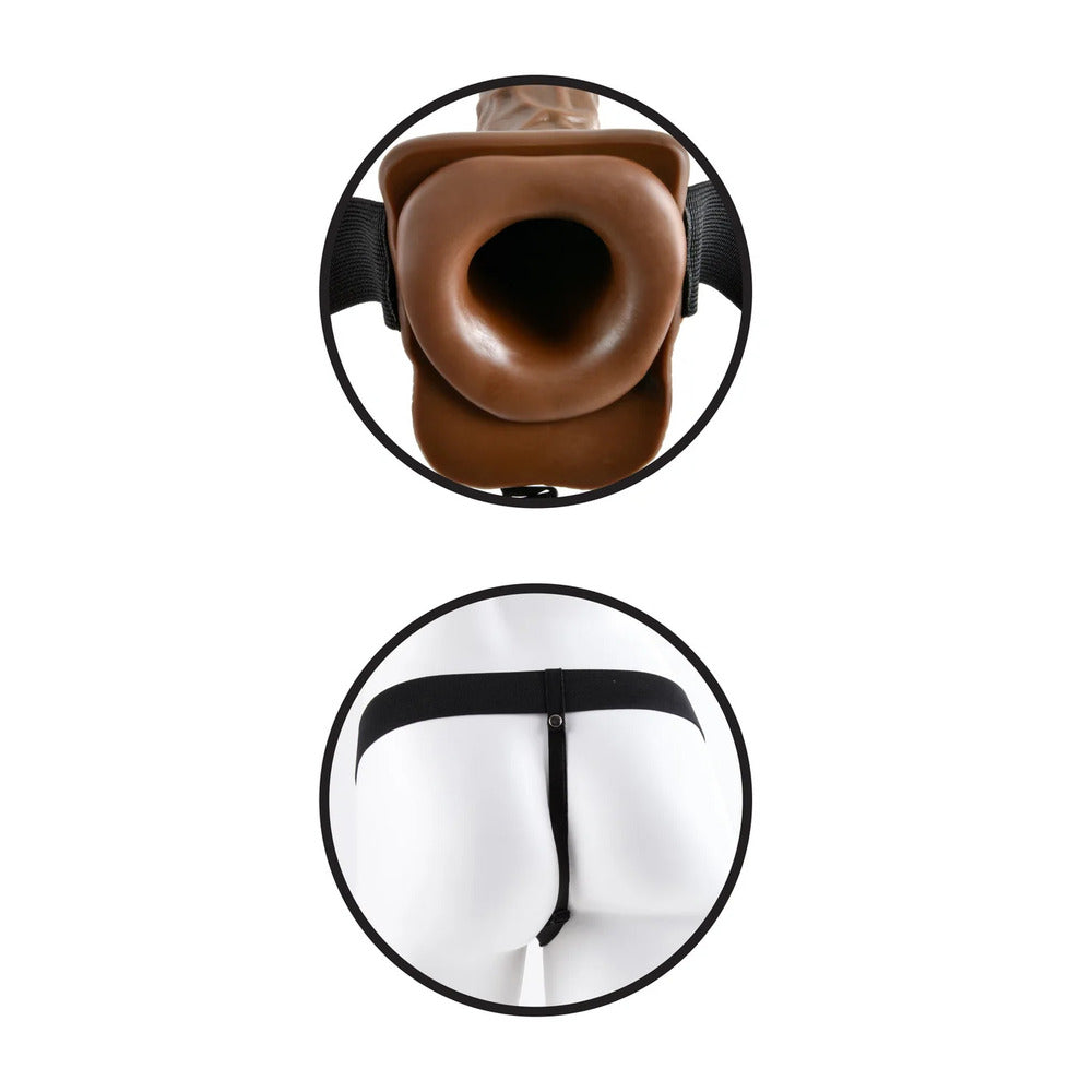 Fetish Fantasy Series 7 Inch Hollow Strap On Brown|Back View|"quality build - back view"