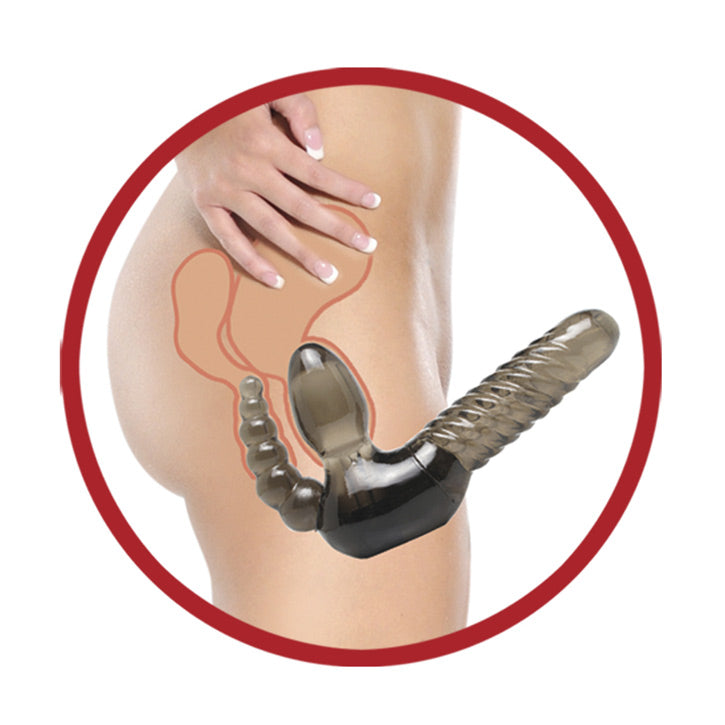 Fetish Fantasy Series Strapless Dildo Strap On With Anal Beads|Side View|"dildo detail-side view adult toys direct"|