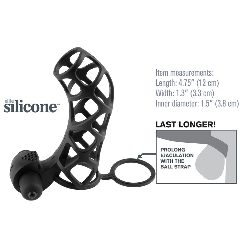 Fantasy Xtensions Silicone Extreme Power Vibrating Cock Cage|Side View|"power detail - side view"